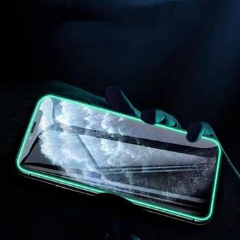 Ochranné tvrzené sklo se svítícím rámečkem pro Apple iPhone 14 Pro Max - růžové