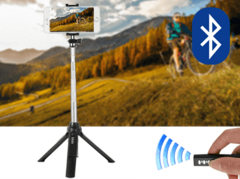 2v1 BEZDRÁTOVÁ Bluetooth Selfie tyč a TRIPOD stativ s dálkovým ovladačem - modrá