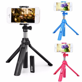 2v1 BEZDRÁTOVÁ Bluetooth Selfie tyč a TRIPOD stativ s dálkovým ovladačem - modrá