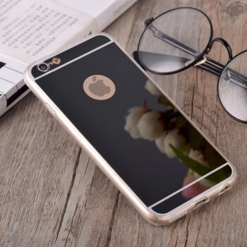 Silikonový zrcadlový ochranný obal pro Apple iPhone 6/6S - černý
