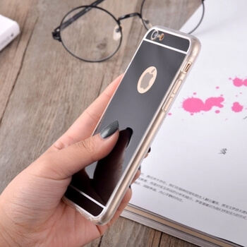 Silikonový zrcadlový ochranný obal pro Apple iPhone 6/6S - černý