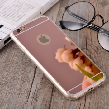 Silikonový zrcadlový ochranný obal pro Apple iPhone 6/6S - růžový