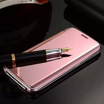 Zrcadlový plastový flip obal pro Samsung Galaxy S7 G930F - růžový