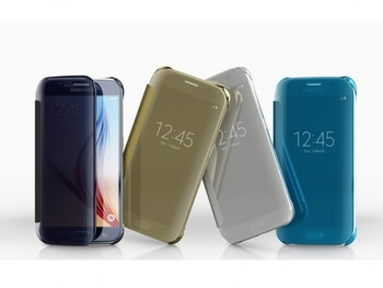 Zrcadlový plastový flip obal pro Samsung Galaxy S7 Edge G935F - černý
