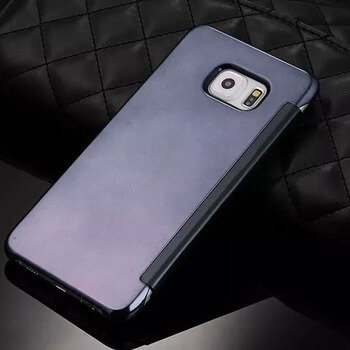Zrcadlový plastový flip obal pro Samsung Galaxy S7 Edge G935F - černý
