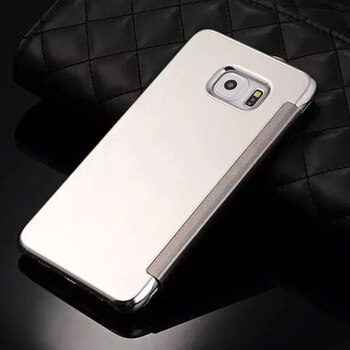 Zrcadlový plastový flip obal pro Samsung Galaxy S7 Edge G935F - stříbrný