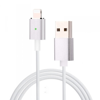 USB nabíjecí kabel s magnetickou koncovkou Lightning pro Apple - stříbrný