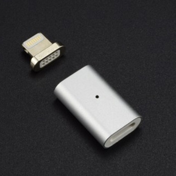 Magnetická nabíjecí redukce Lightning pro Apple iPhone, iPod, iPad stříbrná