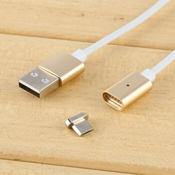 USB nabíjecí kabel s magnetickou koncovkou Micro USB - zlatý