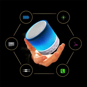 LED mini Bluetooth přenosný reproduktor - modrý