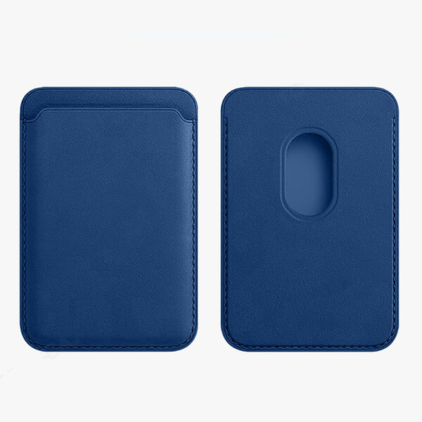Luxusní magnetické pouzdro na kreditní karty pro Apple iPhone 12 Pro Max - modrá ekokůže