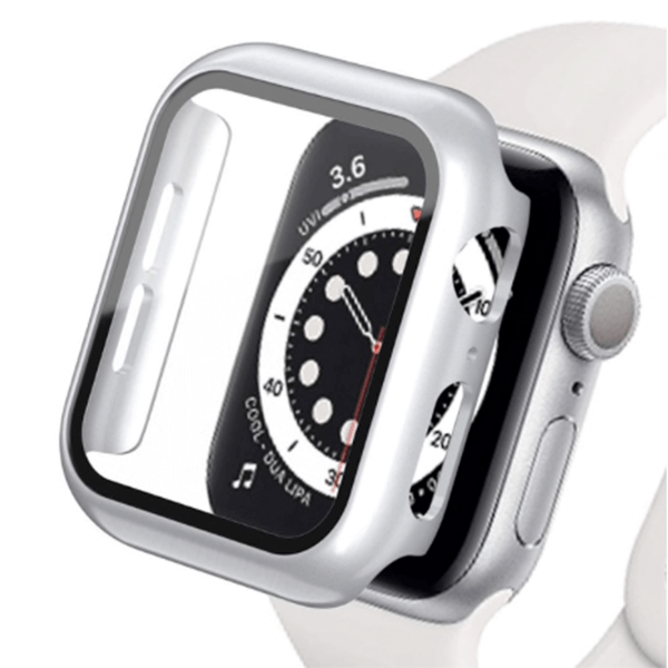 2v1 Kryt s ochranným sklem na Apple Watch 40 mm (5.série) - stříbrný