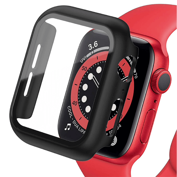 2v1 Kryt s ochranným sklem na Apple Watch SE 44 mm  - černý