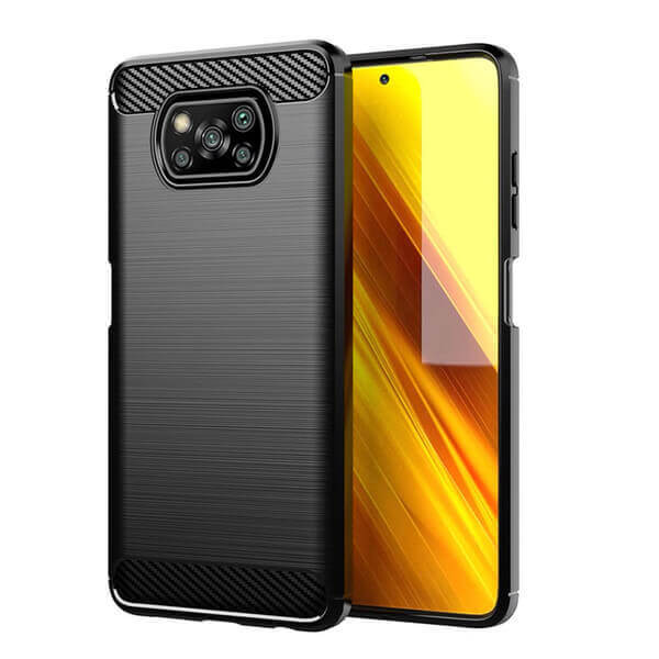 Ochranný silikonový obal karbon pro Xiaomi Poco X3 Pro - černý