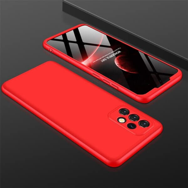 Ochranný 360° celotělový plastový kryt pro Samsung Galaxy A72 A725F - červený