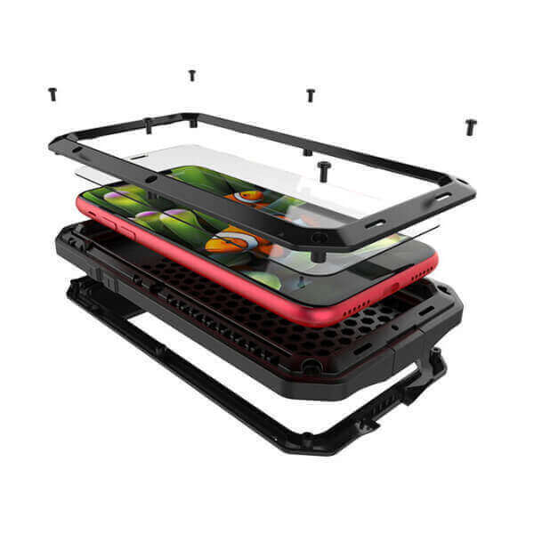 EXTRÉMNĚ odolný hliníkovo-silikonový obal pro Apple iPhone 13 - černý