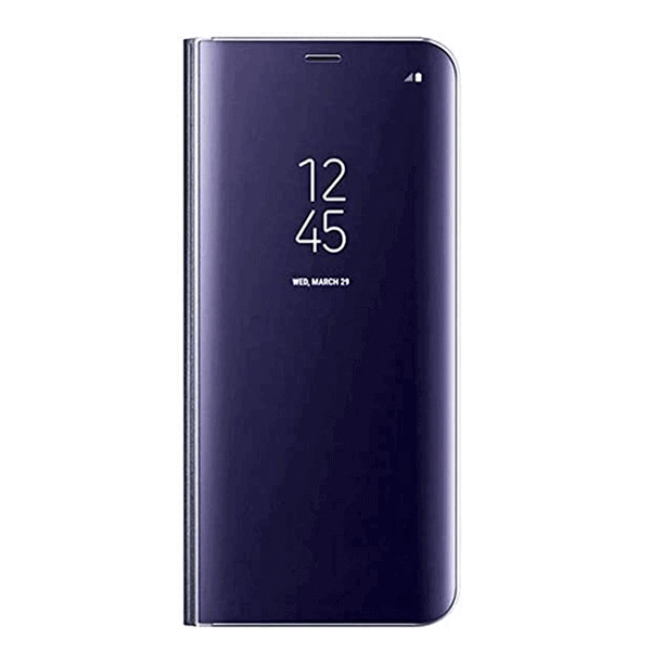 Zrcadlový plastový flip obal pro Samsung Galaxy S22 Ultra 5G - modrý