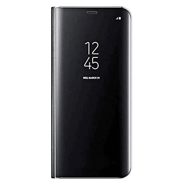Zrcadlový plastový flip obal pro Samsung Galaxy S22 Ultra 5G - černý