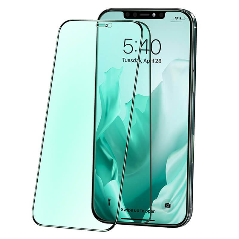 3x 3D ochranné tvrzené sklo Anti-Blue Light pro Apple iPhone 12 Pro - zelené