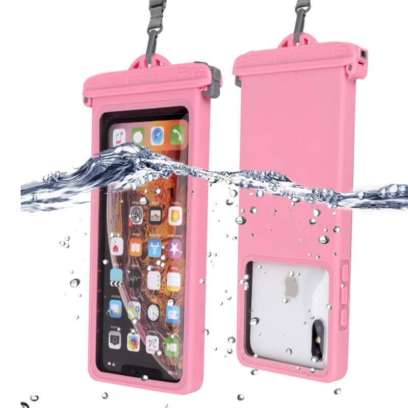 Univerzální voděodolný obal na telefon - světle růžový