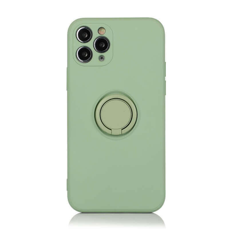 Silikonový ochranný obal s držákem na prst Apple iPhone SE (2020) - světle zelený