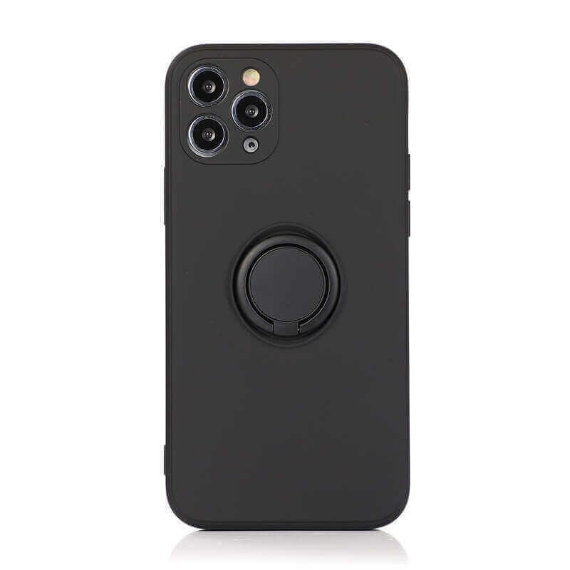 Silikonový ochranný obal s držákem na prst Apple iPhone 12 Pro Max - černý