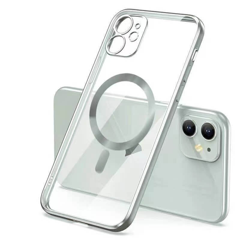 MagSafe silikonový kryt pro Apple iPhone 11 Pro - stříbrný
