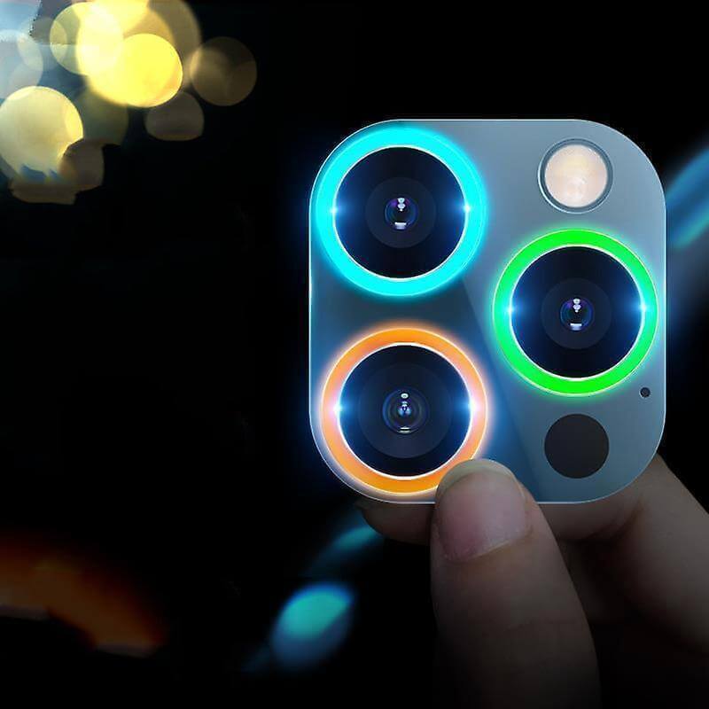 3x Svítící ochranné sklo pro objektiv fotoaparátu a kamery pro Apple iPhone 11 Pro Max oranžové - 2+1 zdarma