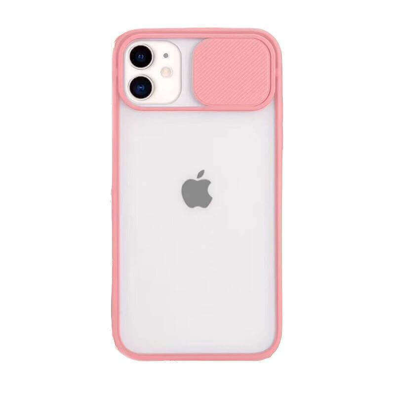 Silikonový ochranný obal s posuvným krytem na fotoaparát pro Apple iPhone 12 Pro Max - světle růžový