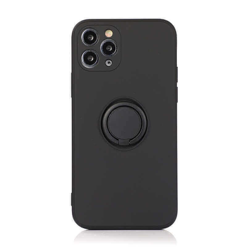 Silikonový ochranný obal s držákem na prst Apple iPhone 14 Pro - černý