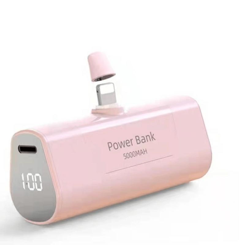 Cestovní powerbanka 5000 mAh pro telefony s Lightning konektorem - světle růžová