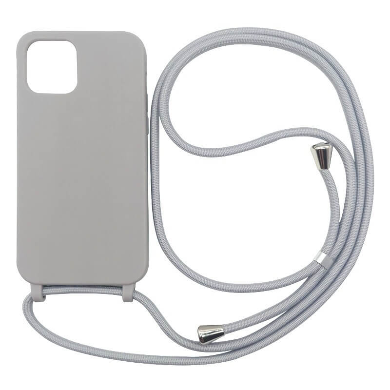 Gumový ochranný kryt se šňůrkou na krk pro Apple iPhone 11 Pro - šedý