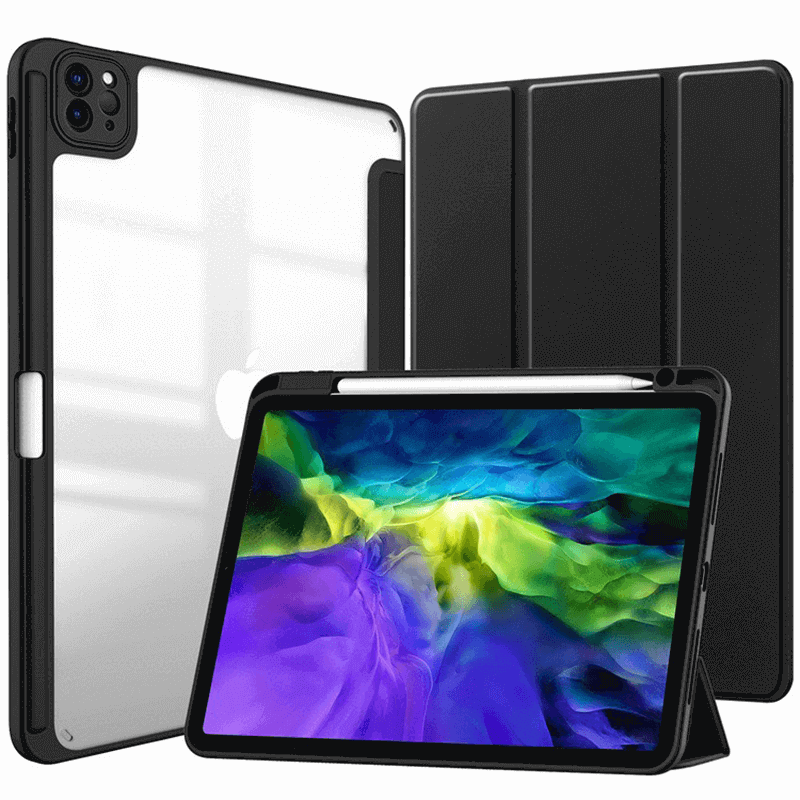 2v1 Smart flip cover + zadní silikonový ochranný obal s držákem na pero pro Apple iPad Pro 11" 2022 M2  - černý