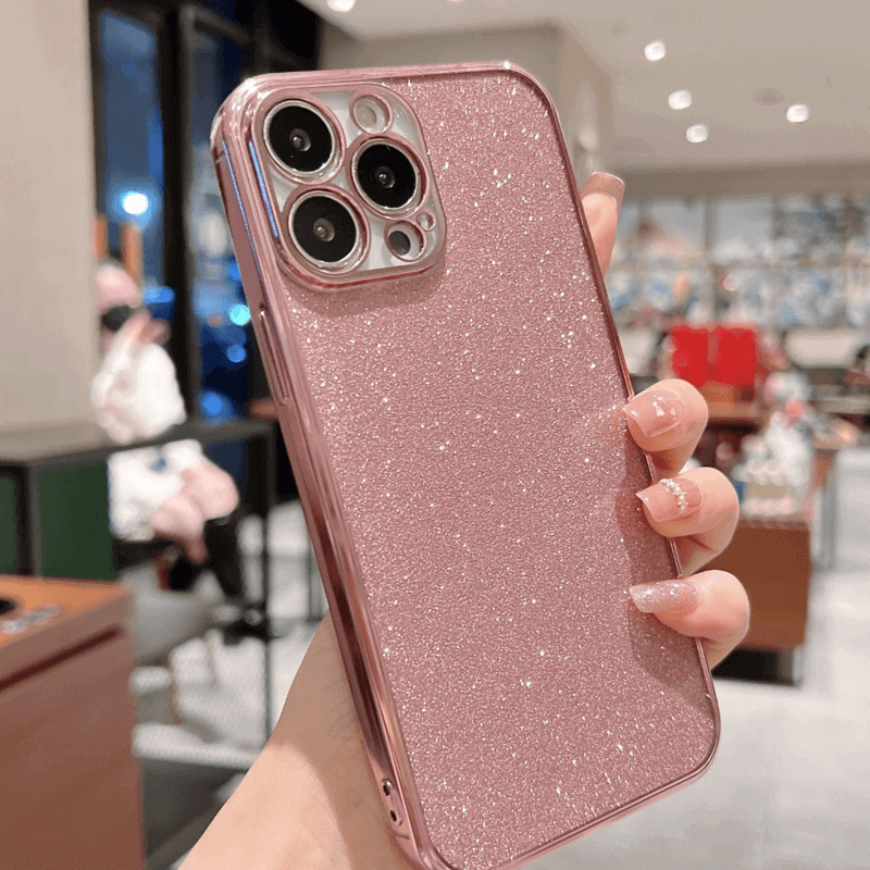 Ochranný silikonový obal se třpytkami Apple iPhone 14 - světle růžový