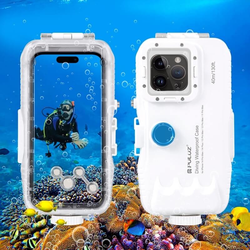 Vodotěsné pouzdro pro profesionální potápění a šnorchlování až do 40 metrů pro iPhone 14 Pro Max - bílé