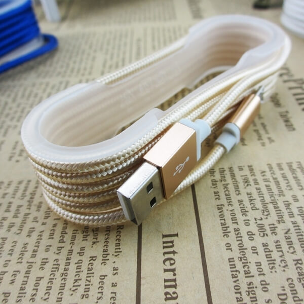Nylonový USB kabel Micro USB - zlatý