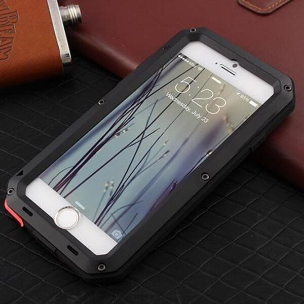 EXTRÉMNĚ odolný hliníkovo-silikonový obal pro Apple iPhone 5/5S/SE - černý