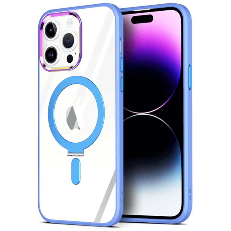 Plastový obal MagSafe se stojánkem pro Apple iPhone 15 Pro Max - světle modrý