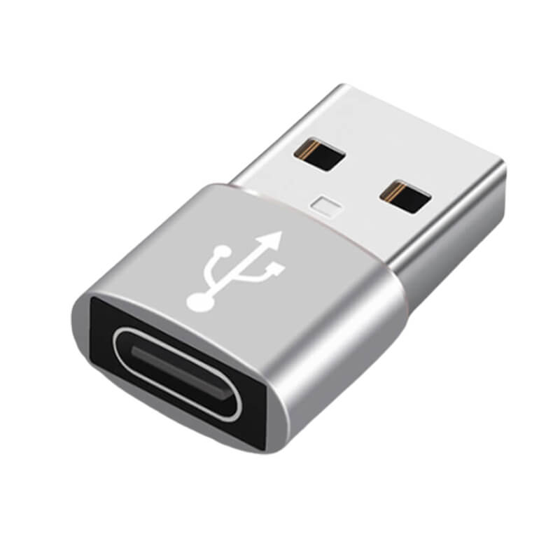Redukce adaptér s adaptér USB samec/USB-C samice stříbrná