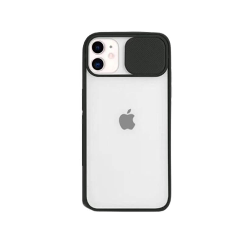 Silikonový ochranný obal s posuvným krytem na fotoaparát pro Apple iPhone 14 Pro - černý