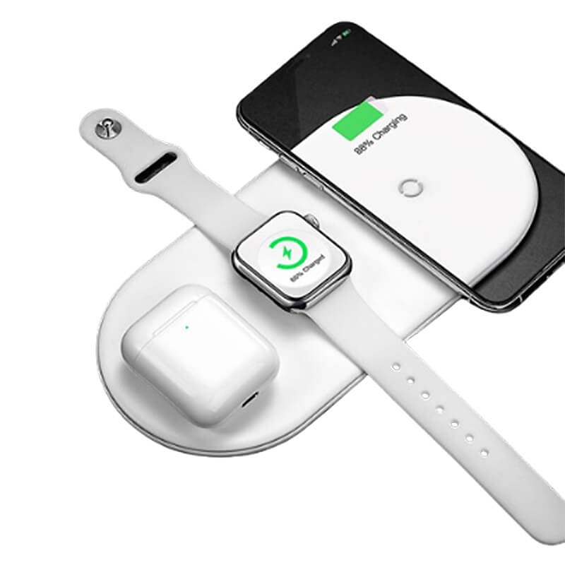 3v1 Bezdrátová nabíječka a dokovací stanice pro Apple iPhone, Apple Watch a AirPods bílá