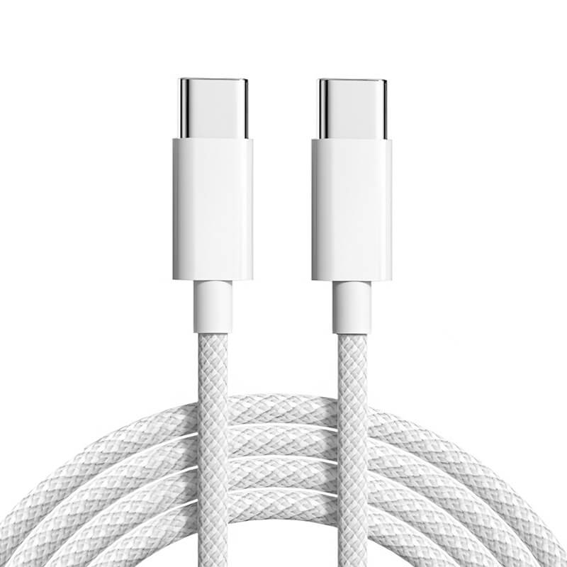 Nylonový nabíjecí kabel USB-C - USB-C 1m - bílý