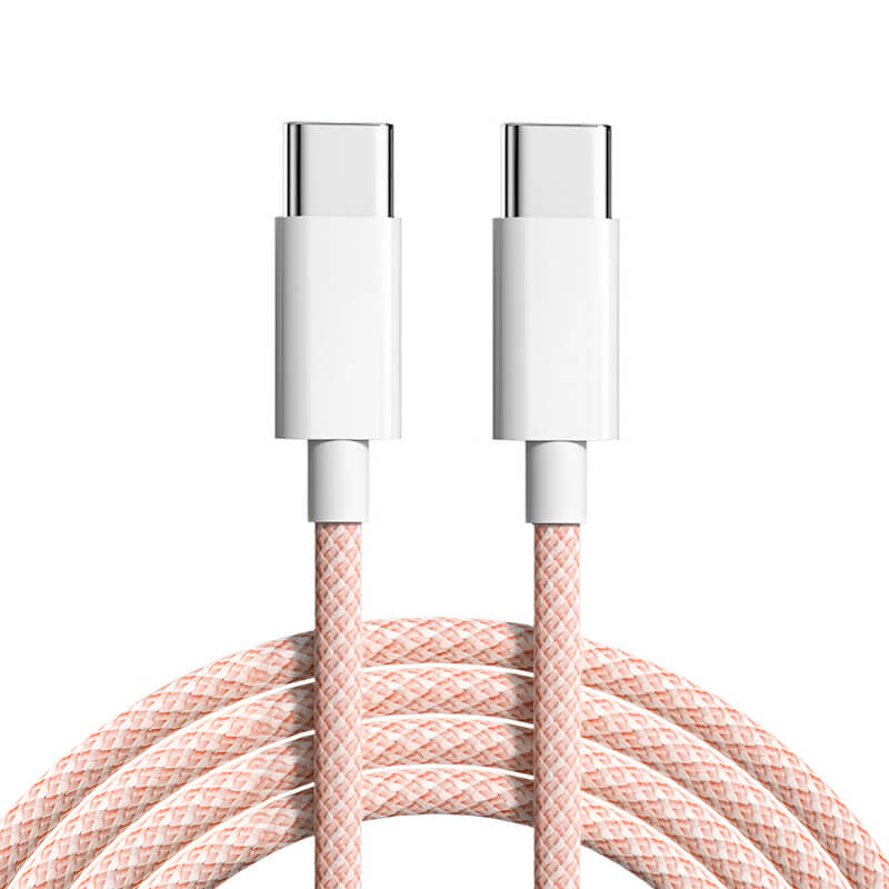 Nylonový nabíjecí kabel USB-C - USB-C 1m - světle růžový