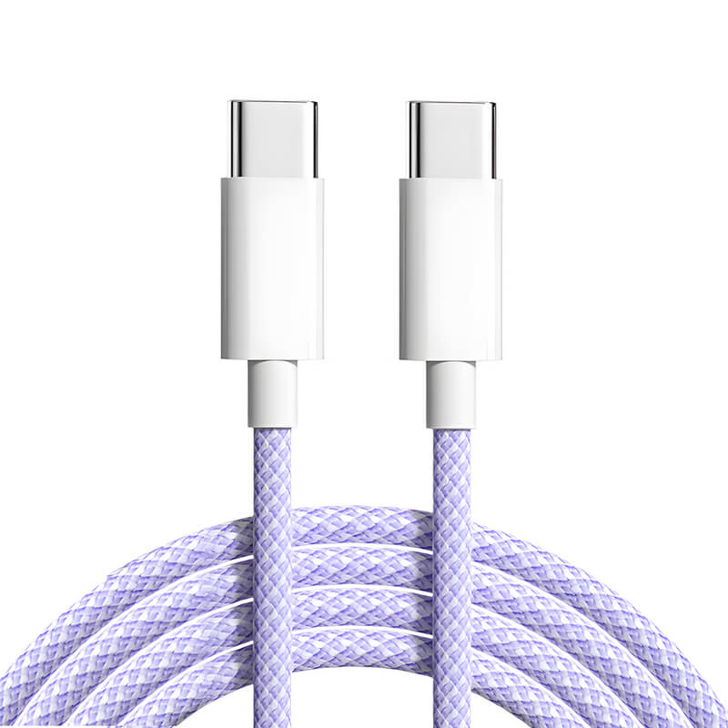 Nylonový nabíjecí kabel USB-C - USB-C 2m - světle fialový