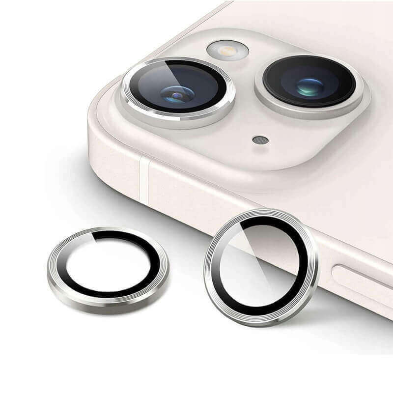 Metalické ochranné sklo na čočku fotoaparátu a kamery pro Apple iPhone 12 mini - stříbrné