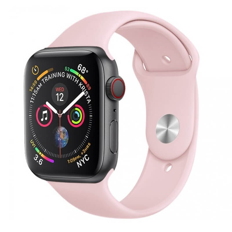 Silikonový řemínek pro chytré hodinky Apple Watch 45 mm  - světle růžový