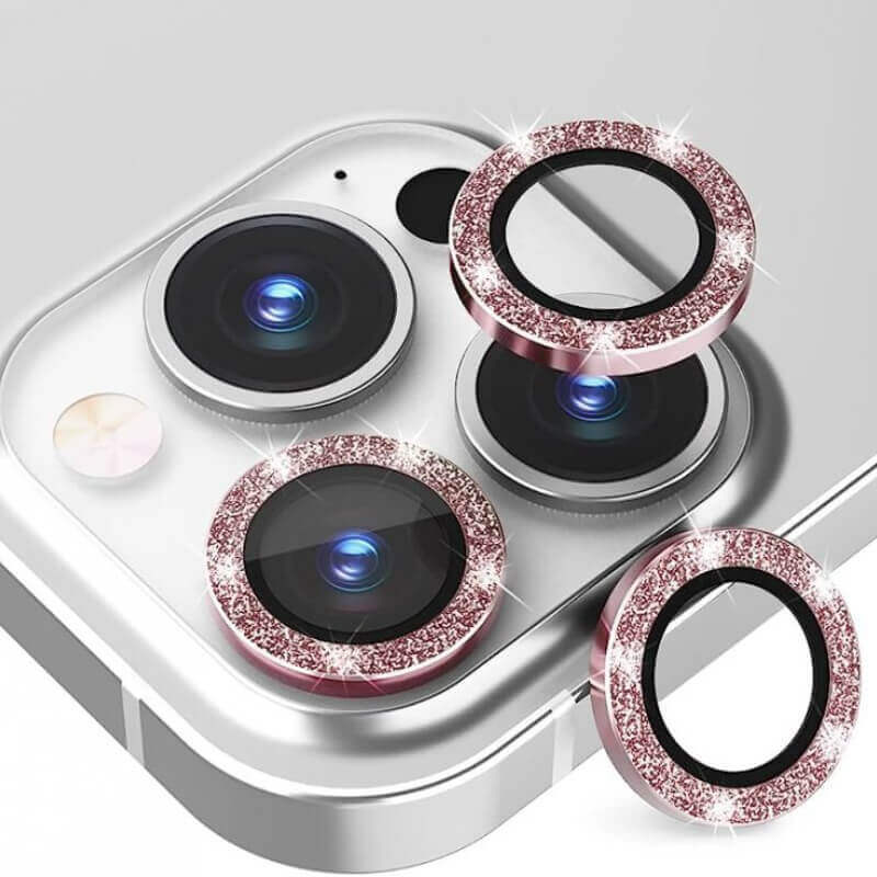 Třpytivé ochranné sklo na čočku fotoaparátu a kamery pro Apple iPhone 14 - růžové