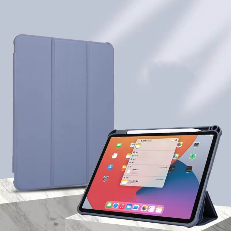 2v1 Smart flip cover + zadní silikonový ochranný obal s držákem na pero pro Apple iPad 10.2" 2021  - fialový