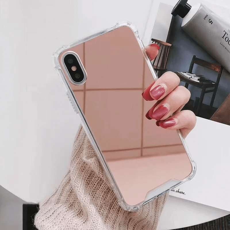 Silikonový zrcadlový ochranný obal pro Apple iPhone 8 - růžový
