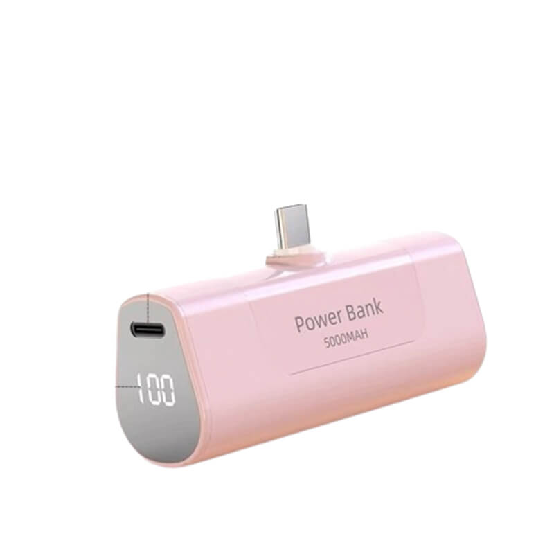 Cestovní powerbanka 5000 mAh pro telefony s konektorem USB C- světle růžová